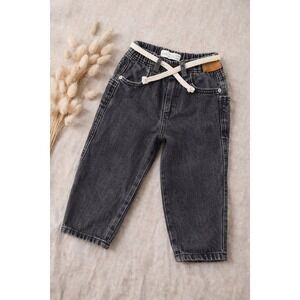 ZARA Kids Black Denim Jeans Size 3 Years Elastic Waist Drawstring